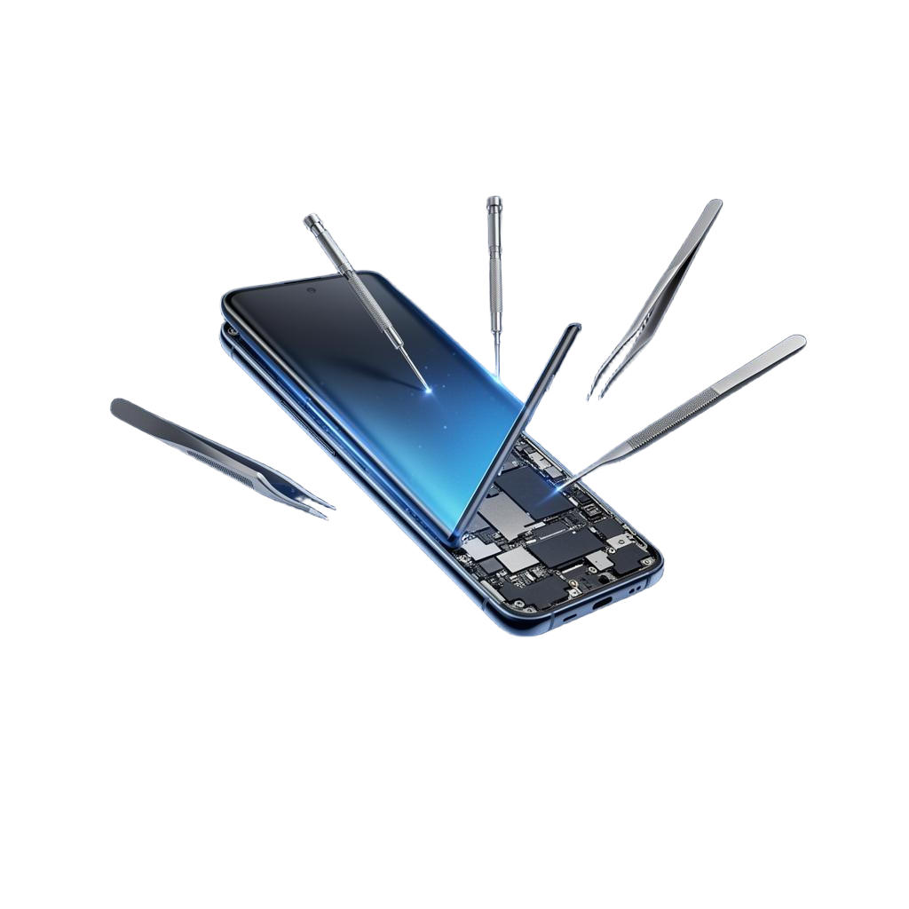 Zwevende telefoon wordt gerepareerd